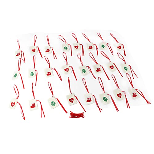Tissting Adventskalender Weihnachtsdekoration, 24 Taschen aus Filz wiederverwendbar mit Zahlen für Geschenke und Süßigkeiten, Wanddekoration für Zuhause Weihnachtszählung von Tissting