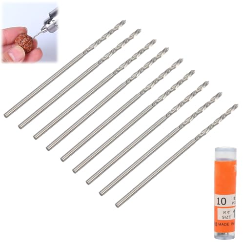 Tissting Cobalt Bohrer Bits 1mm 10-Pieces, gerade Shank Jobber Bohrbit Set Hochgeschwindigkeits-Stahl-Drehbohrer Bits Perlenbohrer-Accessoire für Pearl Stanzen Holz von Tissting