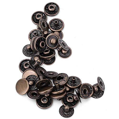 Druck knöpfe, 50er Set Runde Messing Druckknopf Nieten Set, Set Stoffgepäck Nähdekoration Zubehör, für Kleidung Jacken Jeans Trägt Taschen Gürtel Rucksäcke Brieftasche(Bronze 12.5mm) von Tissting
