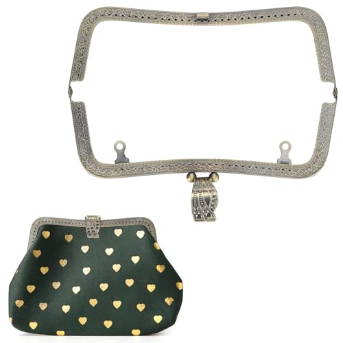 Tissting Geldbörse RahmenKuss, 20cm/7.87 Zoll Retro Metall Kuss Verschluss DIY Geldbeutel Machen Rahmen, für DIY Craft, Geldbörsenherstellung, Taschenherstellung (Bronze) von Tissting