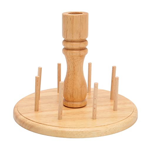 Tissting Holz Garnhalter mit 8 Spulen, 360° Vollständig Drehbarer Wollknäuelhalter Rotation Wolle Garnhalter Spender Spulen Stick Organizer Ständer für Häkeln, Stricken, Nähen von Tissting