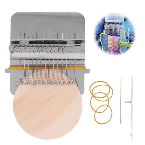 Tissting Mini Handwebstuhl Set,DIY Webwerkzeug mit 14 Haken und Holzbrettern,Strickmaschine für Socken und Kleidung,6.5 cm Durchmesser,ideal für Kinder und Anfänger,Webrahmen für Heimtextilien von Tissting