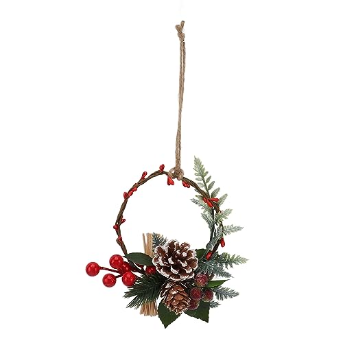 Tissting Weihnachtskranz Handgefertigter Wandschmuck aus Tannenzapfen, Dekorative Adventskränze mit Baumwollgarn und Polyester für Wohnzimmer, Schlafzimmer, Flur, Geburtstag, Feier (6120) von Tissting