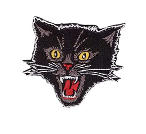 Titan One Europe - Black Cat Schwarze Katze Goth Punk Rockabilly Bestickter Aufnäher (Taktisch) von Titan One Europe