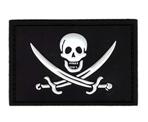 Titan One Europe - Pirate Flag Calico Jack Jolly Roger Skull Piratenflagge Phosphoreszenz Taktisch Klettband Aufnäher von Titan One Europe