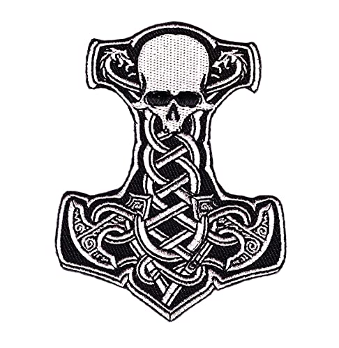Titan One Europe - Thor Hammer Skull Odin Vikings Norse Biker Bestickter Aufnäher (zum Aufbügeln) von Titan One Europe
