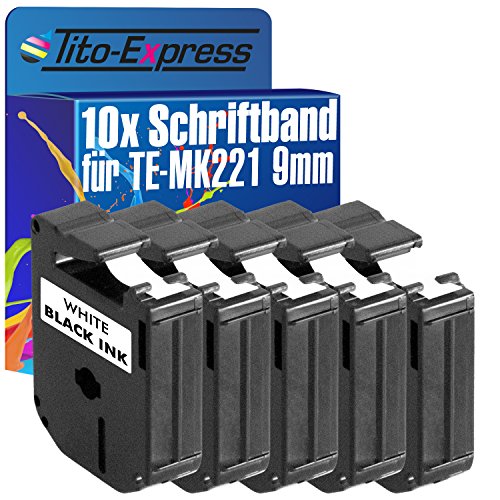 Tito-Express PlatinumSerie 10 Schriftband-Kassetten kompatibel mit Brother P-Touch 110 55 60 65 MK-221 von Tito-Express