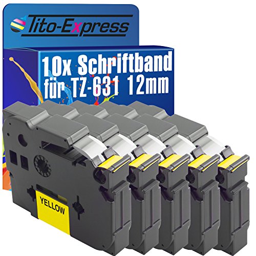 Tito-Express PlatinumSerie 10 Schriftband-Kassetten kompatibel mit Brother TZ-631 12mm Black/Yellow GL1000 GL200 H100 LB R H101 C GB TB H105 NB WB WN H107 B H108 GT H110 H200 H300 Li von Tito-Express