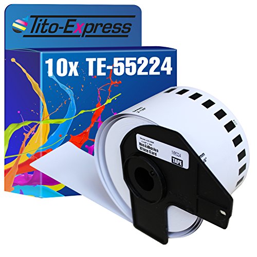 Tito-Express PlatinumSerie 10x Endlos-Etikett mit Trägerspule XXL kompatibel mit Brother P-Touch DK-N55224 | Größe: 54mm x 30.48m von Tito-Express