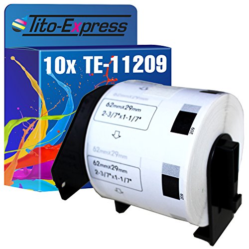Tito-Express PlatinumSerie 10x Etiketten mit Trägerspule XXL kompatibel mit Brother P-Touch DK-11209 | Größe: 62mm x 29mm von Tito-Express