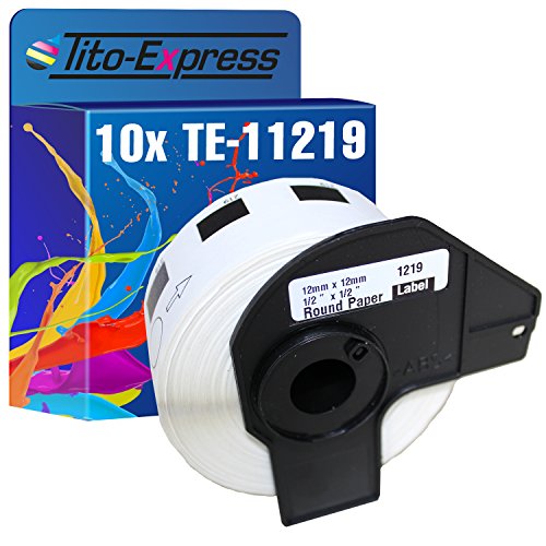 Tito-Express PlatinumSerie 10x Etiketten mit Trägerspule XXL kompatibel mit Brother P-Touch DK-11219 | Größe: 12mm x 12mm von Tito-Express