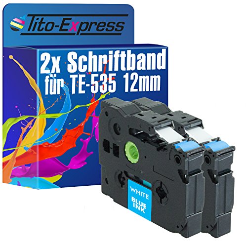 Tito-Express PlatinumSerie 2 Schriftband-Kassetten kompatibel mit Brother TZ-535 12mm White/Blue H500 Li H75 S P300 BT P700 P750 TFI PT-P900 NW W PT-P95 RL700 S von Tito-Express