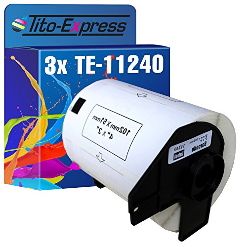 Tito-Express PlatinumSerie 3x Etiketten mit Trägerspule XXL kompatibel mit Brother P-Touch DK-11240 102mm x 51mm 600 Labels | Für QL 1050 QL1050 QL-1050 von Tito-Express