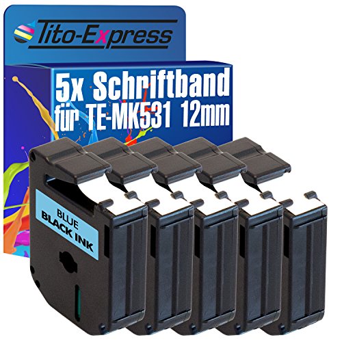 Tito-Express PlatinumSerie 5 Schriftband-Kassetten kompatibel mit Brother P-Touch BB 4 55 60 MK-531 von Tito-Express