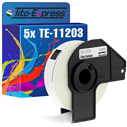 Tito-Express PlatinumSerie 5x Etiketten mit Trägerspule XXL kompatibel mit Brother P-Touch DK-11203 | Größe: 17mm x 87mm von Tito-Express