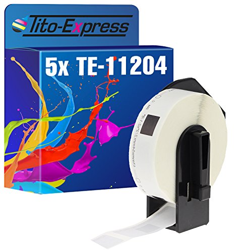 Tito-Express PlatinumSerie 5x Etiketten mit Trägerspule XXL kompatibel mit Brother P-Touch DK-11204 | Größe: 17mm x 54mm von Tito-Express
