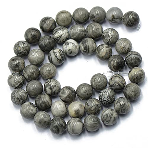 Tiuimk 8 mm graue Landschafts-Jaspis, runde Cabochon-Perlen – Natursteinperlen für die Schmuckherstellung Tiuimk 8 mm graue Landschafts-Jaspis, runde Cabochon-Perlen – Natursteinperlen für die Schmuckherstellung von Tiuimk