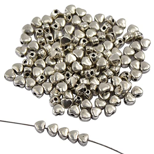 Tiuimk Distanzperlen in Herzform, tibetisches Silber, Antiksilber, 5 mm, für Bastelarbeiten, Schmuckherstellung, 100 Stück von Tiuimk
