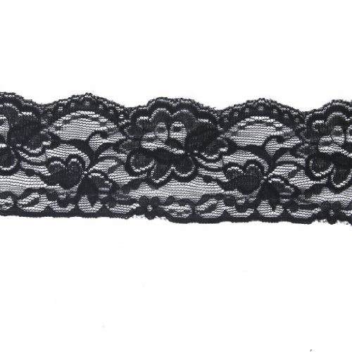 Tiuimk Elastische schwarze Spitzenborte – 4,5 m Länge, 7 cm Breite – perfekt für Kleidung, Kostüme und Näharbeiten von Tiuimk