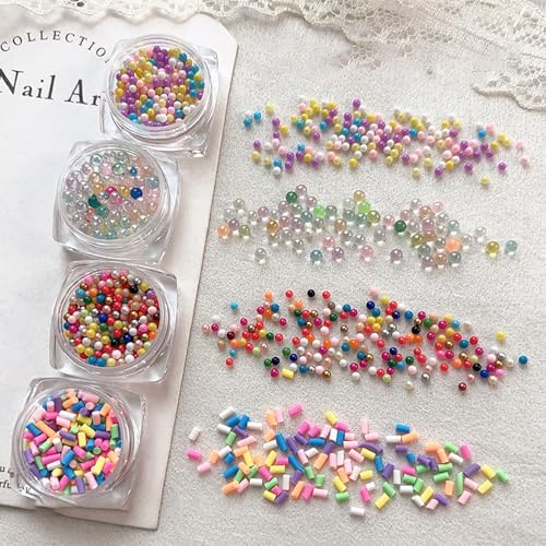 1 Box bunte Seifenblasen-Perlen, Meerjungfrauen-Nagelkunst-Anhänger, Nagelkunst-Strasssteine, runde Strasssteine für Maniküre, Handwerk von Tiuyii
