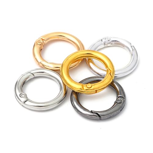 Tiuyii 5 x legierte Feder-Karabinerhaken, runde Feder-Karabinerhaken, Karabiner, Schlüsselanhänger, Karabiner, DIY, Schlüsselanhängerherstellung von Tiuyii