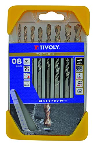 Tivoly 10960570001 Technic Betonbohrer Set 8pcs Ø3, 4, 5, 6, 7, 8, 9, 10 mm, Mehrfarbig von Tivoly