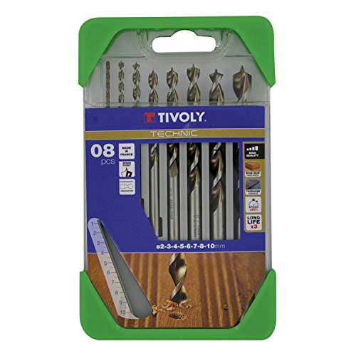 Tivoly 10864070001 Technic Holzbohrern Set, 8pcs Ø2, 3, 4, 5, 6, 7, 8, 10mm von Tivoly