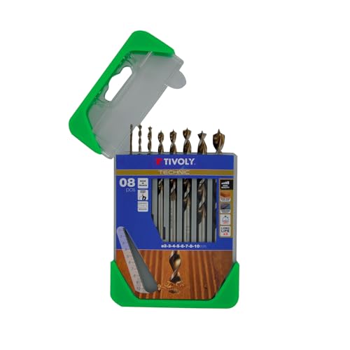 TIVOLY - Set HSS Hochleistungsbohrer für Holz - Zum Bohren in Holz - 8 abgestufte Bohrer aus Bronze Ø 2-3-4-5-6-7-8-10 mm TIVOLY - Set HSS Hochleistungsbohrer für Holz - Zum Bohren in Holz - 8 abgestufte Bohrer aus Bronze Ø 2-3-4-5-6-7-8-10 mm von Tivoly
