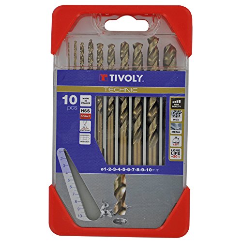 Tivoly 11468570001 Technic Metall Kobalt Bohrer-10pcs Set, Ø 1, 2, 3, 4, 5, 6, 7, 8, 9, 10mm, bronze von Tivoly