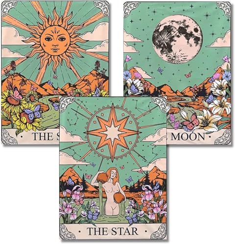 Gestempeltes Kreuzstich-Set, Motiv: Tarotkarten, Sonne, Mond, Sterne, Stickset für Anfänger und Erwachsene, 11-fädig, Bastelset, 30,5 x 40,6 cm, 3 Stück Gestempeltes Kreuzstich-Set, Motiv: Tarotkarten, Sonne, Mond, Sterne, Stickset für Anfänger und Erwachsene, 11-fädig, Bastelset, 30,5 x 40,6 cm, 3 Stück von Tiwabb