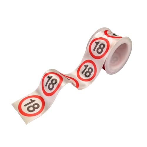 18 Geburtstag Deko Geschenkband Satin Verkehrszeichen rot/weiß - Originelle Dekoration für einen gelungenen 18. Geburtstag Junge oder Mädchen - Tiwoca von Tiwoca