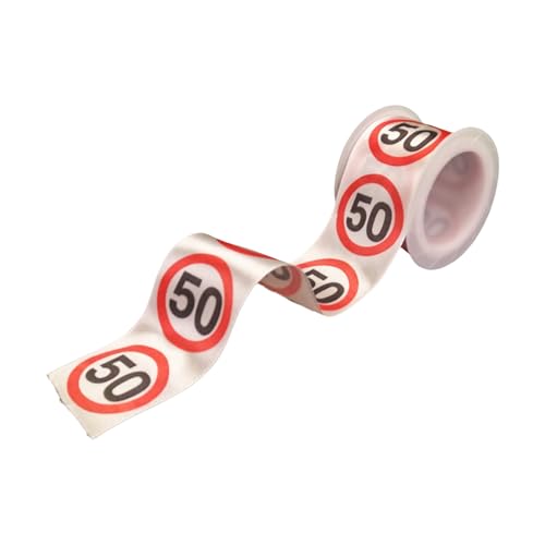 50 Geburtstag Deko Geschenkband Verkehrszeichen rot/weiß - Originelle Geburtstagsdeko 50 für einen gelungenen 50 Geburtstag Frau oder Mann - Tiwoca von Tiwoca