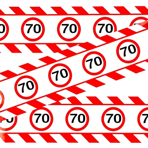 70 Geburtstag Deko Absperrband Verkehrszeichen rot/weiß - Originelle Geburtstagsdeko 70 für einen gelungenen 70 Geburtstag Mann oder Frau - Tiwoca von Tiwoca