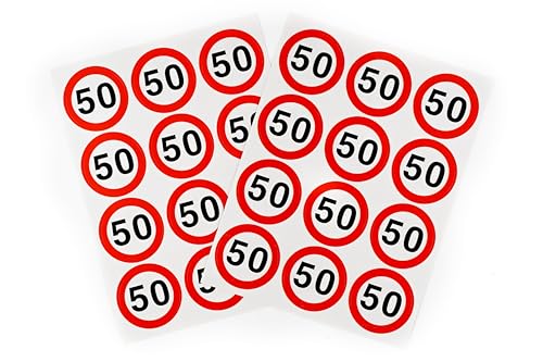 50 Geburtstag Deko Aufkleber Verkehrszeichen rot/weiß - Originelle Geburtstagsdeko 50 für einen gelungenen 50 Geburtstag Frau oder Mann - Tiwoca von Tiwoca