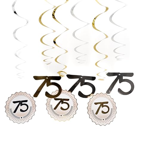 75 Geburtstag Deko Spiralen silber/gold - Originelle 75. Geburtstagsdeko für einen gelungenen 75 Geburtstag Mann oder Frau - Tiwoca von Tiwoca