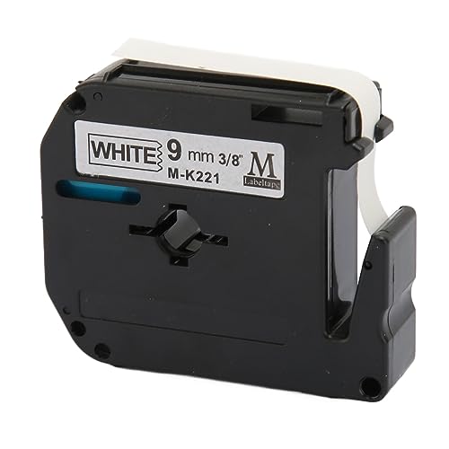 Ersatzetikettenband, Schwarz auf Weiß, 23 Fuß Länge, Transparenter Druck, Wasserabweisendes Etikettendruckerband LM210D LP420 LM500TS (9mm) von Tixiyu