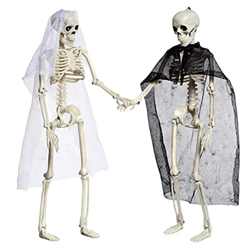 Tixiyu 2 Stück Skelett-Halloween-Dekoration, 40,6 cm große bewegliche Skelette, Braut und Bräutigam, Halloween-Dekorationen Zuhause, Party, Friedhof, Spukhaus-Dekoration Tixiyu 2 Stück Skelett-Halloween-Dekoration, 40,6 cm große bewegliche Skelette, Braut und Bräutigam, Halloween-Dekorationen Zuhause, Party, Friedhof, Spukhaus-Dekoration von Tixiyu
