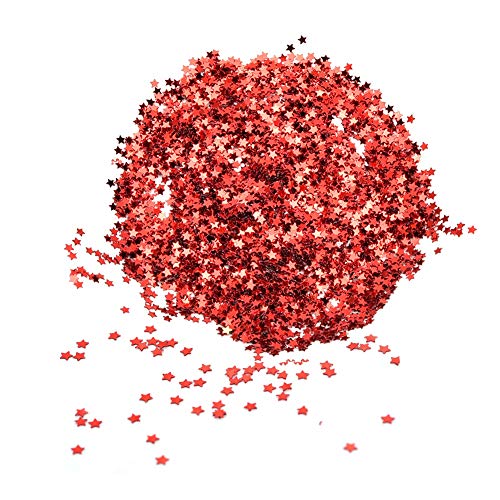 Tixiyu STAR -PALLE NO LOCH 50G PET PET 3MM Kleidungszubehör Kleidungsdekorationen Partyzubehör mit 4 Farben für DIY -Handwerk Handnähte (Rot) von Tixiyu