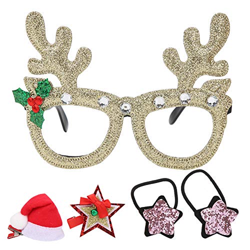 Tixiyu Weihnachten Glitter Party Brille Weihnachten Ornament Urlaub Dekorationen Festliche Brille mit Weihnachtsmann Snowman Weihnachtsbaum Elchgeweih für Weihnachtsfeier Hochzeit (Gold) von Tixiyu