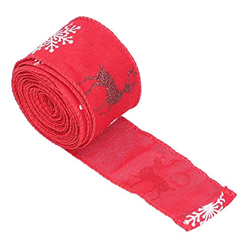Tixiyu Weihnachtsbänder DIY -Wickeldekorationen 5m Leinendrahtkantenband für Blumenbögen Kränze Baumhandwerk Urlaub (Rot) von Tixiyu