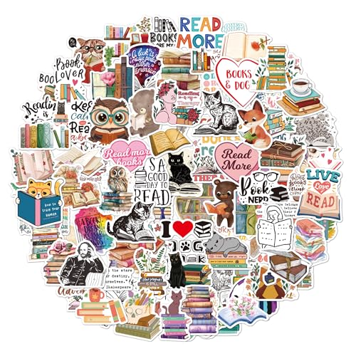 Tixlux 100 Stück Buch-Sticker für Kindle, Buchliebhaber Sticker, Lustige Wasserdichte Vinyl Aufkleber für Leserinnen und Erwachsene, Wasserflasche Laptop Goodie Bag - Funny A von Tixlux