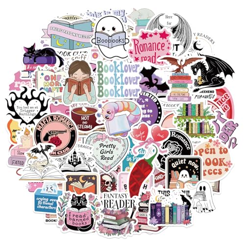 Tixlux 100 Stück Romance Buch-Sticker für Kindle, Buchliebhaber Sticker, Lustige Wasserdichte Vinyl Aufkleber für Leserinnen und Erwachsene, Wasserflasche Laptop Goodie Bag - Romantic B von Tixlux