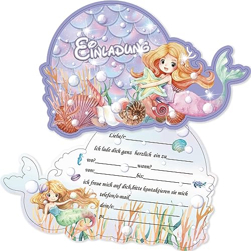 Tixlux 12 Einladungskarten zum Kindergeburtstag, 14 x 9 cm Meerjungfrau Einladungskarten, Geburtstagseinladungen für Mädchen und Jungen, Geburtstagseinladungen Kinder Geburtstagsfeier Kinderparty Tixlux 12 Einladungskarten zum Kindergeburtstag, 14 x 9 cm Meerjungfrau Einladungskarten, Geburtstagseinladungen für Mädchen und Jungen, Geburtstagseinladungen Kinder Geburtstagsfeier Kinderparty von Tixlux