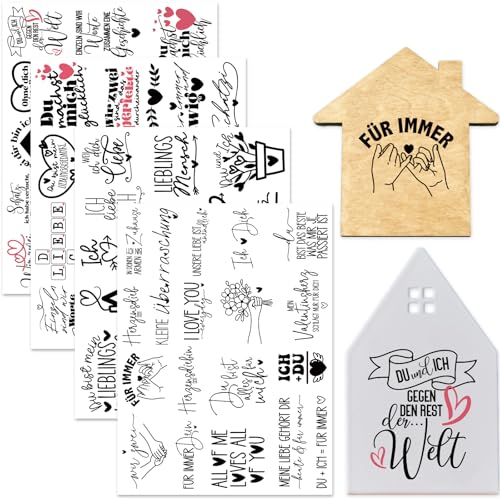 Tixlux 4 Stück Rub On Sticker, Folie Transferaufkleber 19x14cm für Glas, Handarbeiten, Dekoration, DIY-Kunsthandwerk, Geschenke Deko, Party Deko (Ewige Liebe) von Tixlux