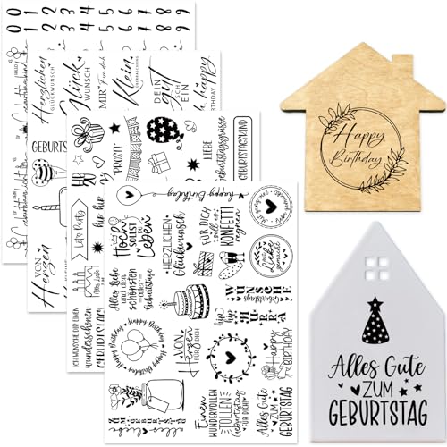 Tixlux 4 Stück Rub On Sticker, Folie Transferaufkleber 19x14cm für Glas, Handarbeiten, Dekoration, DIY-Kunsthandwerk, Geschenke Deko, Party Deko (Geburtstag) von Tixlux