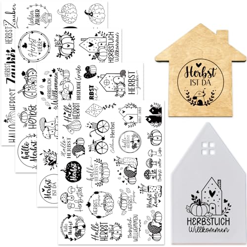 Tixlux 4 Stück Rub On Sticker, Folie Transferaufkleber 19x14cm für Glas, Handarbeiten, Dekoration, DIY-Kunsthandwerk, Geschenke Deko, Party Deko (Herbst) von Tixlux