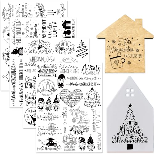 Tixlux 4 Stück Rub On Sticker, Folie Transferaufkleber 19x14cm für Glas, Handarbeiten, Dekoration, DIY-Kunsthandwerk, Geschenke Deko, Party Deko (Weihnachten) von Tixlux