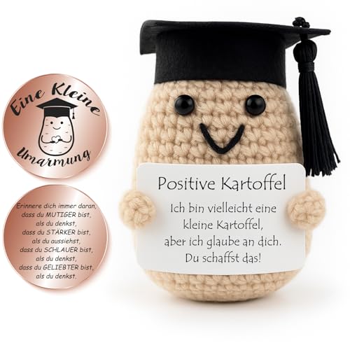 Tixlux Pocket Hug Positive Kartoffel, Kreative Strickwolle Kartoffel Puppe und Kleine Umarmung Glücksbringer (Roségold Ⅱ), Mutmacher Geschenk, Glücksbringer für prüfung, Einschulung Geschenk von Tixlux