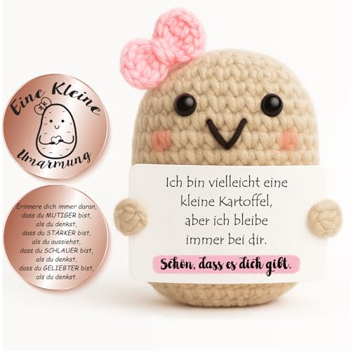 Tixlux Pocket Hug Positive Kartoffel, Kreative Strickwolle Kartoffel Puppe und Kleine Umarmung Glücksbringer Roségold, Gute Besserung, Mutmacher Geschenk, Geschenke für Frauen (Schön) von Tixlux