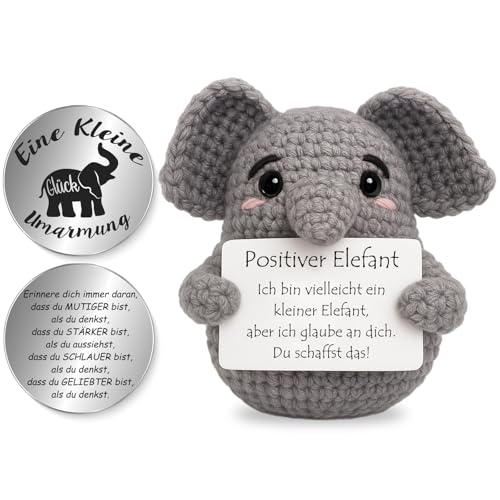 Tixlux Pocket Hug Positiver Elefant, Kreative Strickwolle Elefant Puppe und Kleine Umarmung Glücksbringer, Mutmacher Geschenk, Gute Besserung Geschenk, Einschulung Geschenk Tixlux Pocket Hug Positiver Elefant, Kreative Strickwolle Elefant Puppe und Kleine Umarmung Glücksbringer, Mutmacher Geschenk, Gute Besserung Geschenk, Einschulung Geschenk von Tixlux